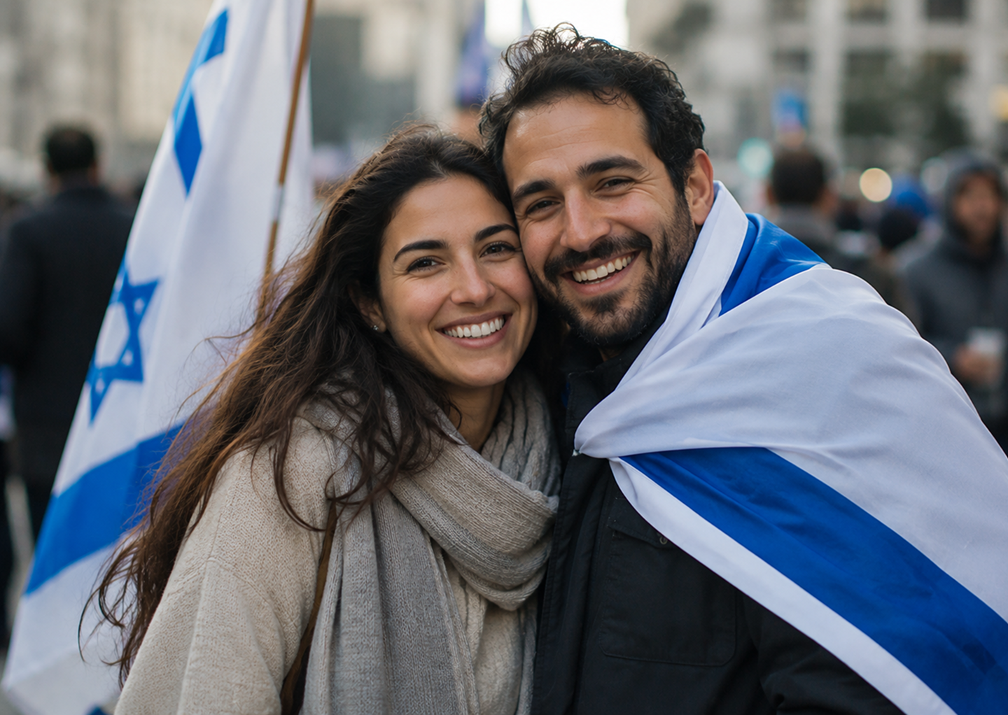 Israeli couple with flag